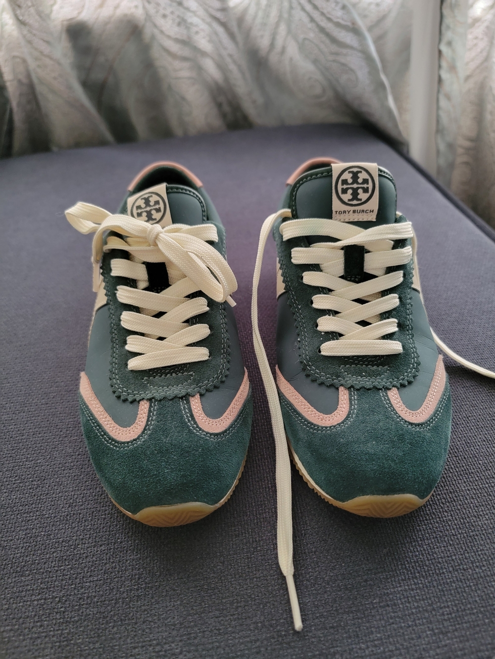 Tory Burch Hank Sneaker - Women's Green and Pink Suede Lace-Up Sneakers